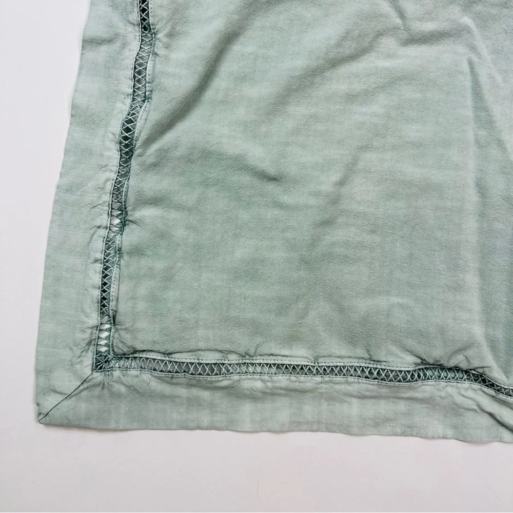 Anthropologie Washed Linen Boho Pillow Sham Green